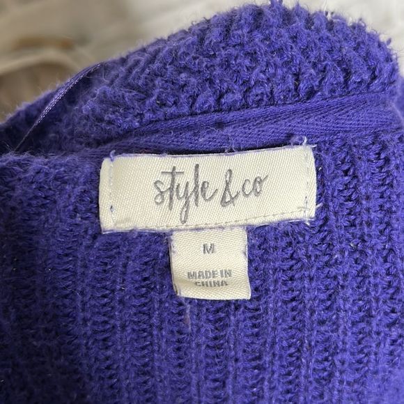 Style & Co Grape Bell Sleeve Thick Knit Sweater Size Medium - Picture 5 of 8